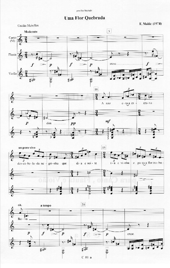 Two Pieces for Voice and Guitar (1967), Epígrafe (text by Guilherme de Almeida), C 29, by Ernst Mahle